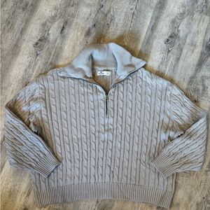 Hollister Light Brown Cable Knit Turtleneck Sweater